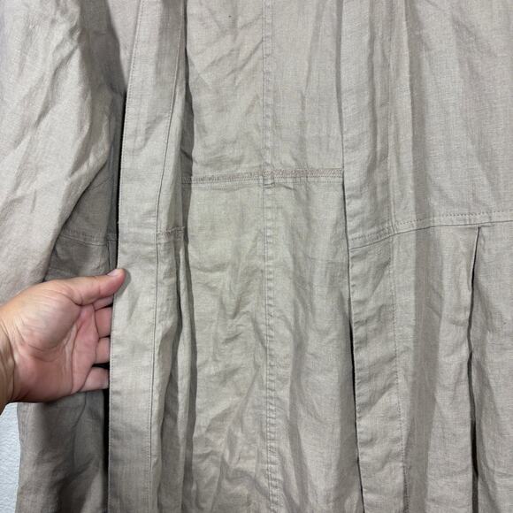 J Jill Womens Petite Large Linen Open Long Line Cardigan Tan Sandbar Half Sleeve - Picture 3 of 11